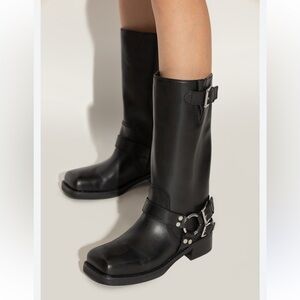 Michael Kors Crosby Black Leather Moto Boots Size 7 M - New In Box